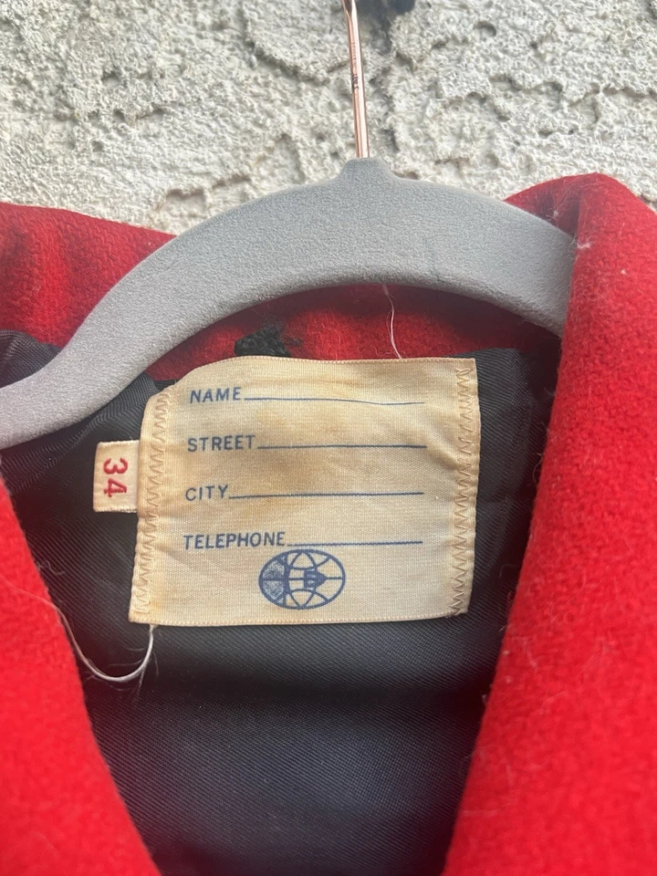 Chaqueta universitaria True Vintage años 70 de lana con cuero parcial bordada Foto 4 de 4