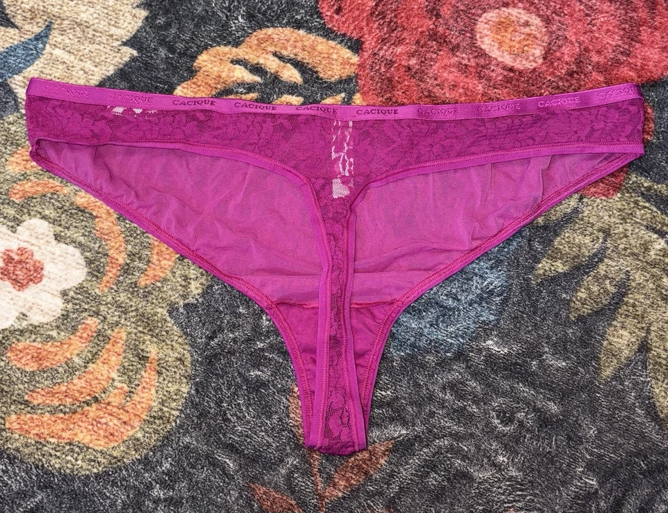 Новый с Ярлыками! Женские полупрозрачные кружевные стринги Cacique из малины размер 26/28 - Изображение 3 из 3