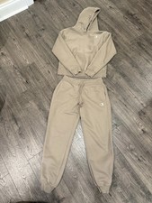 Champion Reverse Weave Hoodie Sweatshirt Pants Set Women s Sz Medium Tan Khaki