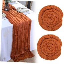 Tegeme 2 Pack Thanksgiving Cheesecloths Table Runner 13ft Long Rust Cheese 