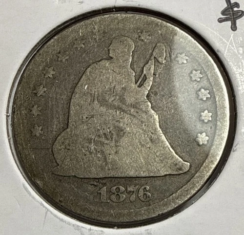 1876 Seated Liberty Quarter 25C Silver U.S. Coin - VG Detail (U1)