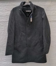 New Charles Tyrwhitt Charcoal Pure Wool Funnel Neck Overcoat Size 40R