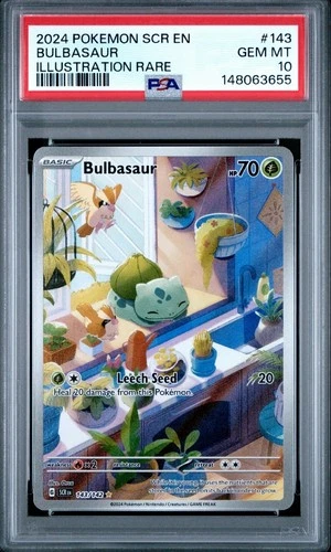 Pokémon TCG Bulbasaur Stellar Crown Illustration Rare Card 143/142 PSA 10