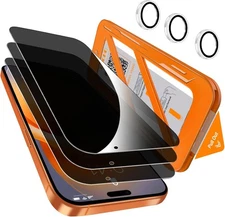 QHOHQ [1-Second Auto-Install] 3 Pack Privacy Screen Protector for iPhone 17 Pro 