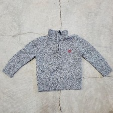 Chaps Boys Marled Grey Quarter Zip Sweater Pullover Size 3T Logo Knit