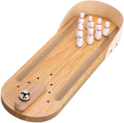 Tabletop Mini Bowling Game Wooden Desk Arcade Toy Stress Relief Gift for Kids