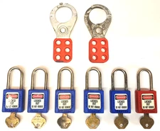 Master Safety Series Lock Job Site Lockout/Tagout Kit 6 Locks 2 Hasps Blue & Red