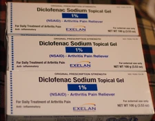3 Generic Arthritis Pain Reliver Diclofenac Sodium Topical Gel 1% 100G/3.53OZ