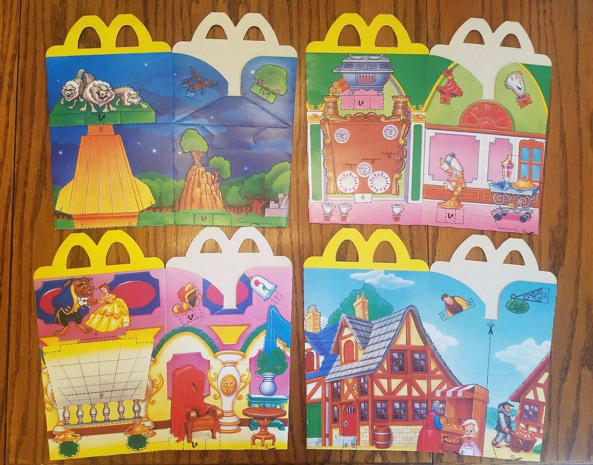 1992 McDonalds RARE EUROPEAN Disney Beauty & the Beast 4 Happy