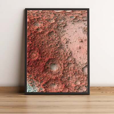 Moon Map, Moon 2D Relief Map, Moon Vintage Map - 2D Flat Print