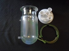 CHEMGLASS 1000ML Glass Jacketed Reaction Vessel Body Lid Clamp Adapters Chips