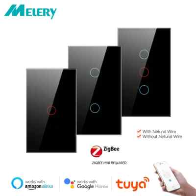 Tuya Zigbee Smart Light Switch,Wall Touch Switch APP Remote Control Work Alexa