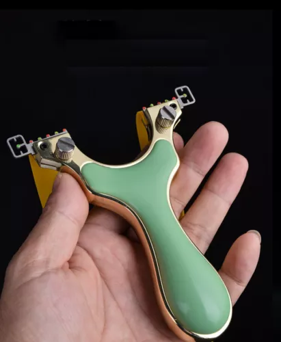 New Slingshot Catapult Huntin Archery Slingbow Flat Rubber Band Sling Shot Green - Picture 8 of 11