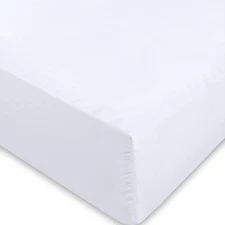 White Fitted Sheet, Hotel Quality Deep Pocket White Sheets, 1 Soft Poly-Cotton