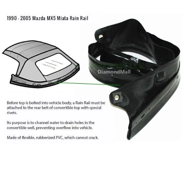 Mazda Miata 1990-05 convertible techo blando con riel de lluvia y vidrio aprobado por el DOT, tostado Foto 4 de 4