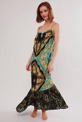 Free People Mojave Mermaid Metallic Maxi Slip Dress Size Small Latigo Bay |  eBay