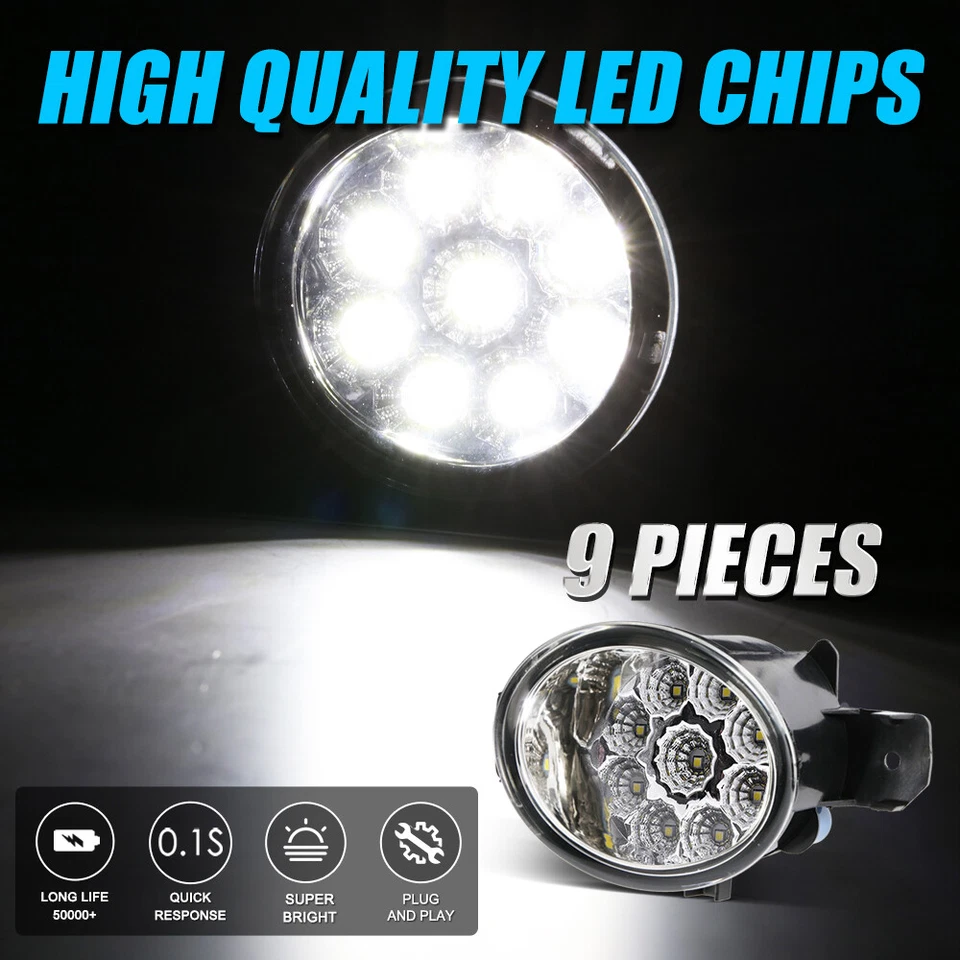 Pair Front Bumper Driving Lamps White LED Fog Lights For Nissan X-trail T30 T32 - image 2 of 4