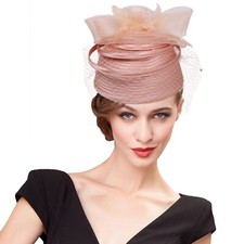 Pink Fascinator Hat Women Cocktail Tea Party Dress Church Hats Women With Veil
