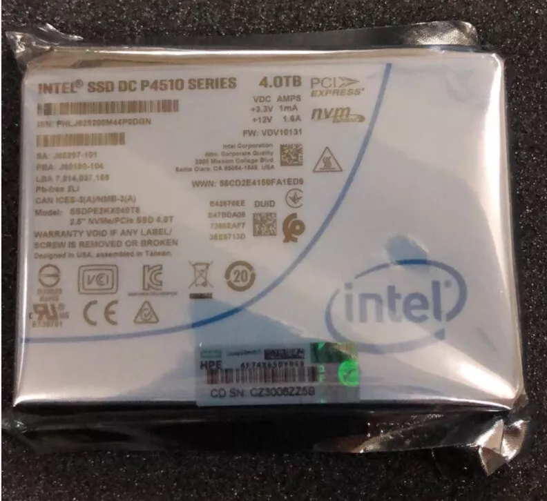 4TB Intel SSD P4510 Series DC NVME U.2 2.5
