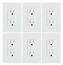 6 Pack gfci outlet 15 amp Self testing Tamper Resistant Receptacle White