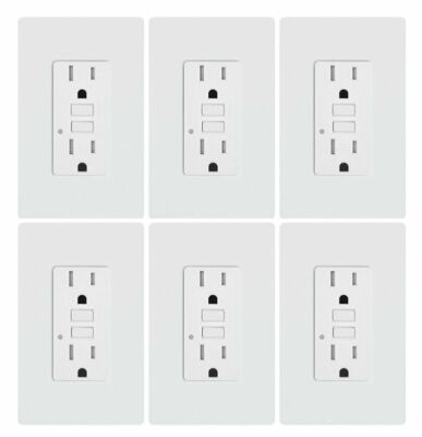 #ad #ad 6 Pack gfci outlet 15 amp Self testing Tamper Resistant Receptacle White $54.59