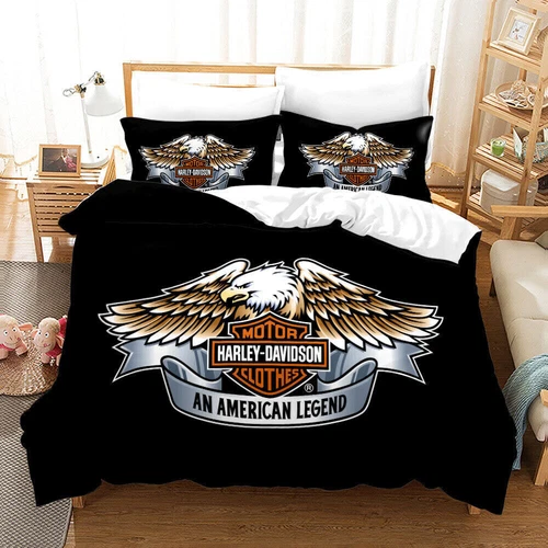 Harley Davidson Duvet Quilt Cover Bedding Set Single Double King Pillowcase Gift - Picture 6 of 20