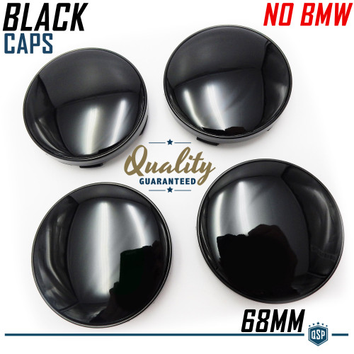 4 TAPPI COPRIMOZZO 68MM Nero Lucido PER Cerchi in Lega in ABS Copricerchi Tuning