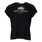 DOLCE & GABBANA T-shirt Dark Blue Logo Crown Cotton Crew Neck IT46/US36/S 370usd