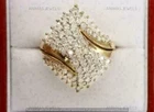 2 CT Round Cut Moissanite Women's Cluster Engagement Ring 14K Yellow Gold Plated