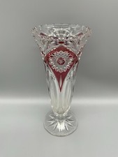 GROSSE VASE AUS KRISTALLGLAS OHNE CHIPS ZWEIFARBIG VINTAGE 23,5cm