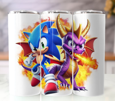 Custom 20oz Stainless Steel Tumbler Personalized Hedgehog Purple Dragon Gamer