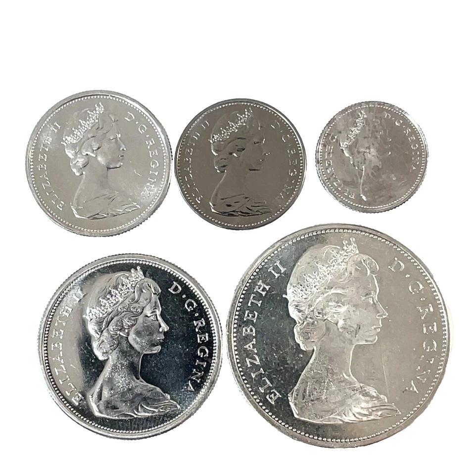 1965 Canada Proof Like Silver $1 Dollar , 50 Cents, 25c, 10c, 5c Coins Lot of 5 - Image 2 of 4