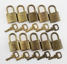 Louis Vuitton Lock & Key for Bags Brass Gold set of 10 Number Random PadLock 10