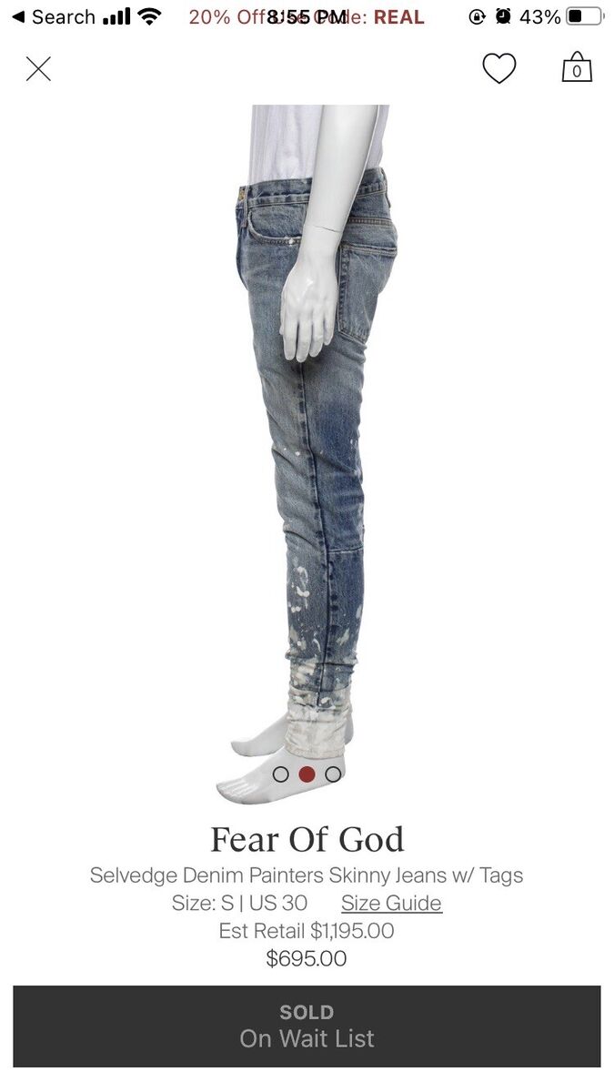 fear of god painter denim fifth season selvedge SZ 30/32 8