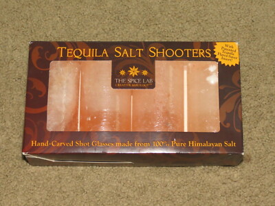 NEW The Spice Lab Tequila 100% Himalayan Salt Shooters hand-carved shot glasses