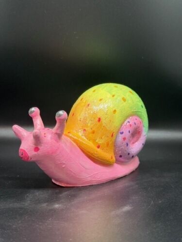 Garden SNAIL Figurine Home Decor Handcrafted Handpainted Rainbow One Of a Kind