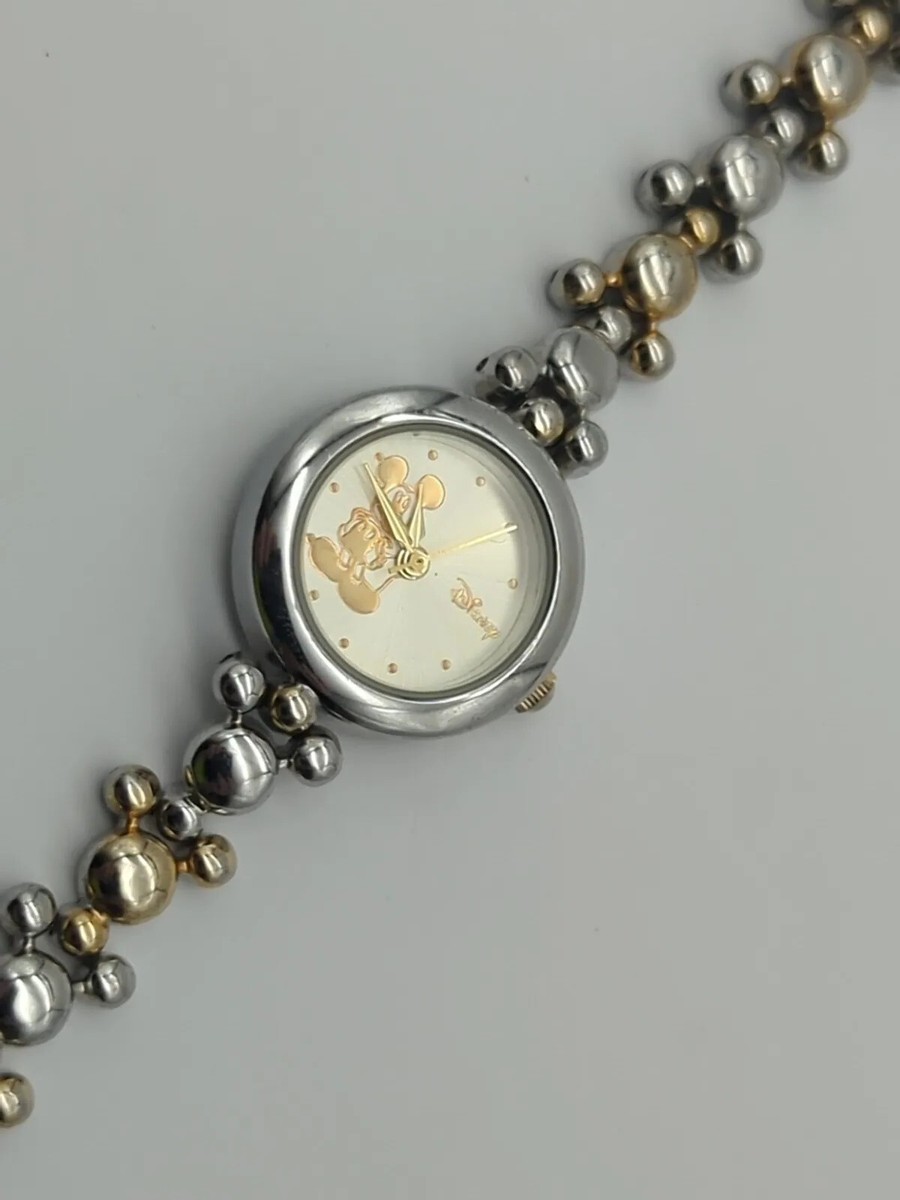 Disney Mickey Mouse Gold & Silver Link Bracelet Watch 1990 main image 3