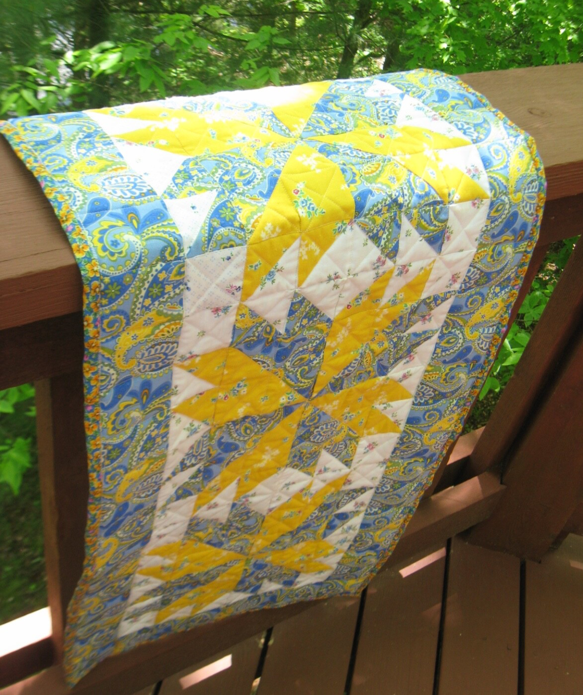 Handcrafted Sunlight and Shade Table Runner or Dresser Scarf, 18" x 42"