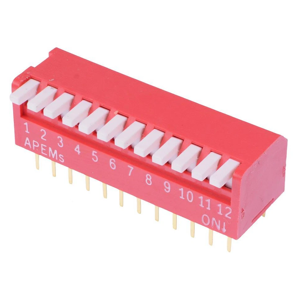 SWITCH ELECTRONICS NDPL12V APEM 12-Way Long Actuator Piano DIP Switch SPST