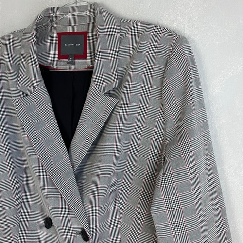 The Limited size 16 double breasted blazer gray red plaid career wear - Picture 6 of 13