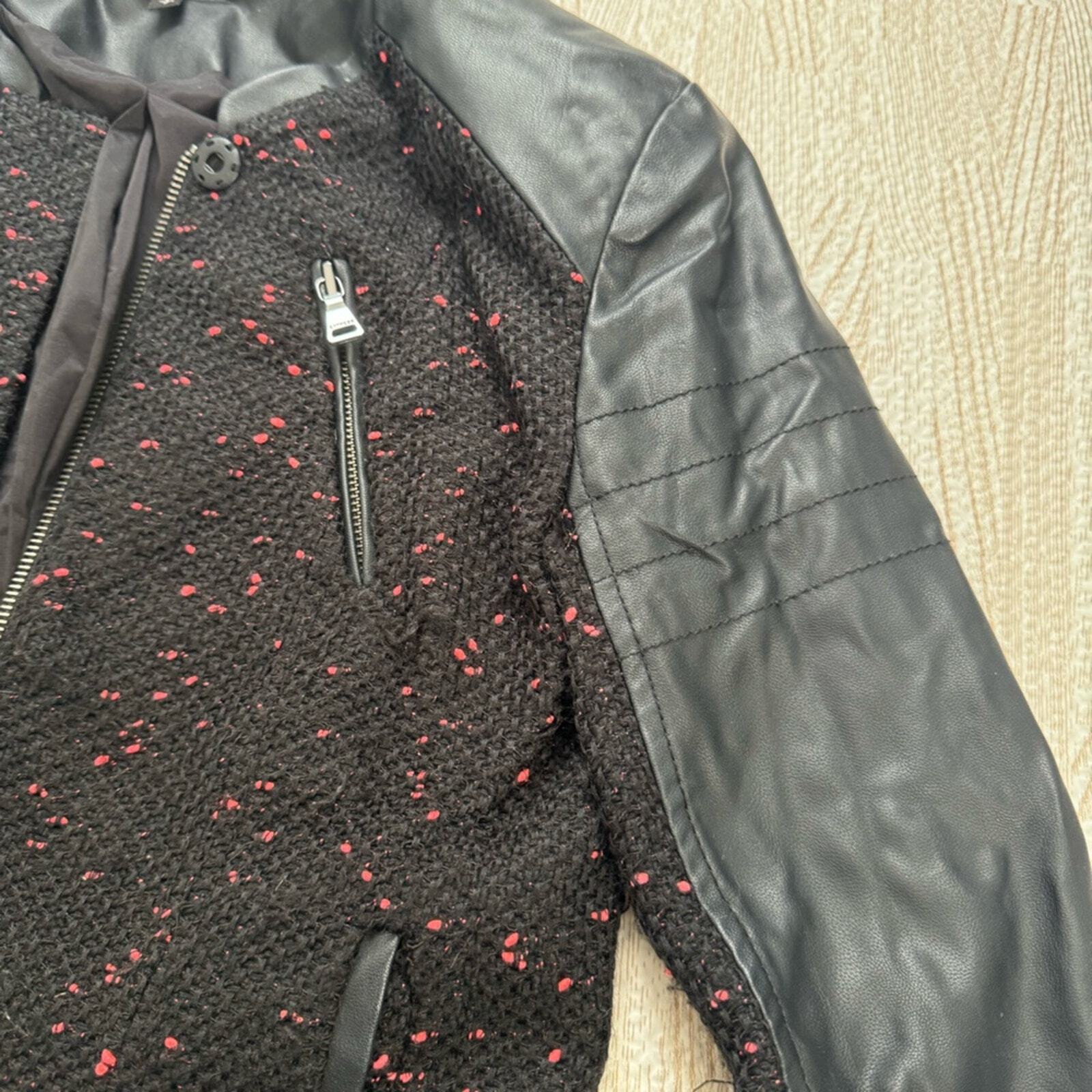 Express Leather Jacket Lined Tweed Motorcycle Lea… - image 10