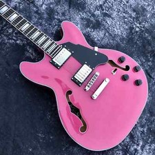 Vendita calda Factory Pink Maple Semi Hollow Style Chitarra elettrica con fori F