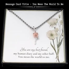 Complete Gift For Best Friend - Modern 3D Rose Gold Necklace | Message Card
