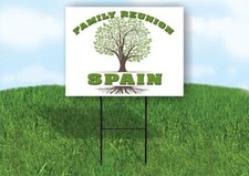 SPAIN FAMILY REUNION GR TREE 18 in x24 in Yard Sign Road Sign with Stand