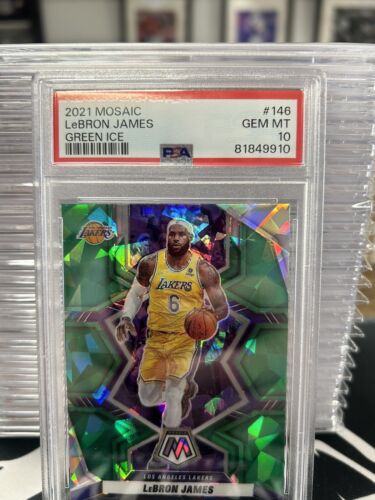 2021 Mosaic Lebron James Green Ice Psa 10 Lakers  - Picture 1 of 2