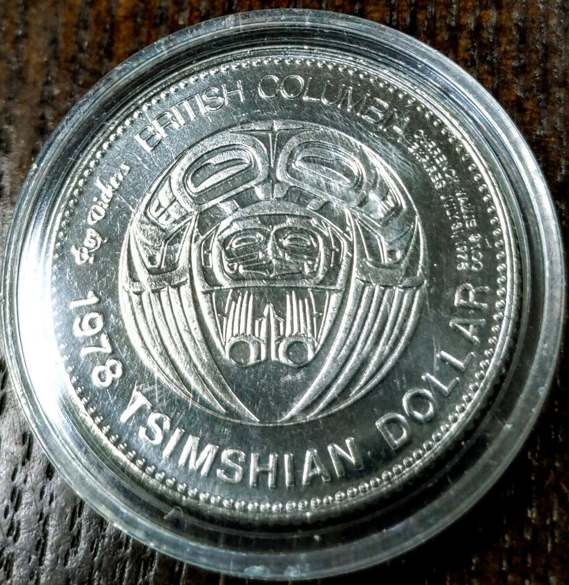 1978 BRITISH COLUMBIA TSIMSHIAN DOLLAR, Indigenous Legaic In Case