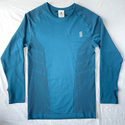 Second Skin Seamless Compression Running Shirt Size 2XL Fitted Long Sleeve Blue