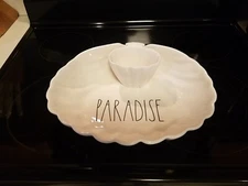Rae Dunn PARADISE Seashell Serving Bowl Ivory Chip Dip Seashell  Brand New