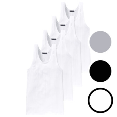 Schiesser Cotton Essentials Authentic Unterhemd 5 6 7 8 Weiß Schwarz Grau - 4er