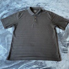 Grand Slam Men  s Short Sleeve Black Striped Logo Golf Polo Shirt Large